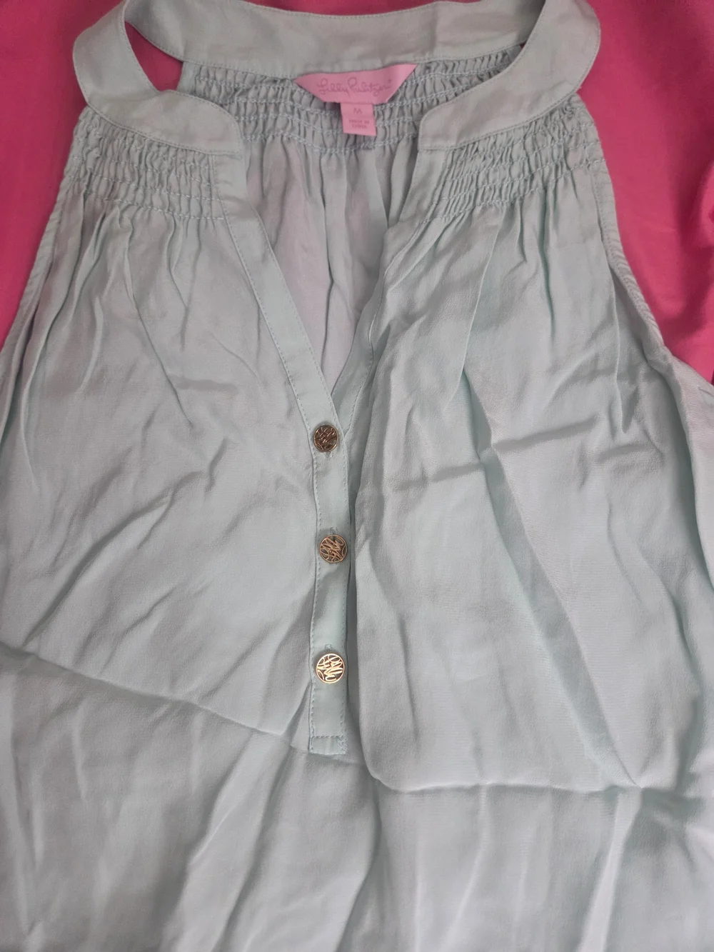 Lilly Pulitzer Pale Mint Green Smocked Halter Tunic